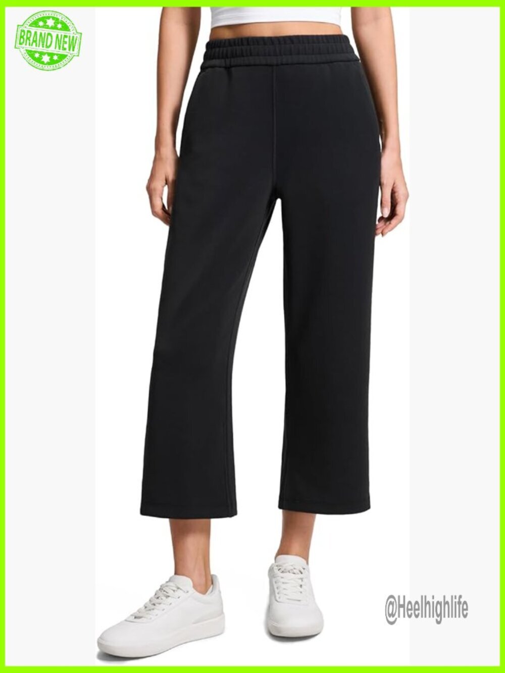 Modal Cropped Sweatpants High Rise Straight Leg Lounge Pants with Pockets